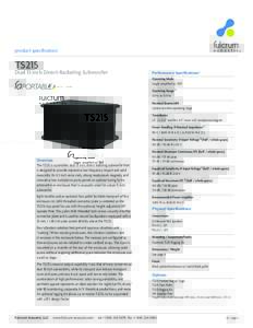 product specification  TS215 Dual 15 inch Direct-Radiating Subwoofer