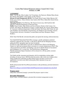 Carrizo Plain National Moniment Advisory Council Notes