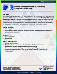 Education and Training  Introduction to Radiological Emergency Preparedness (EM[removed]THE NEED