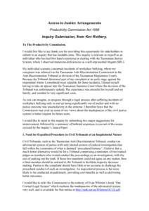 Submission 22 - Kevin Rothery - Access to Justice Arrangements - Public inquiry