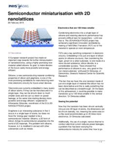 Semiconductor miniaturisation with 2D nanolattices