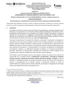 Términos de Referencia – CCII TdR Noy “Consultoría Internacional-Desarrollar el perfil de oferta de productos presentes y potenciales del destino turístico Ruta del Sur Bosques y Tortugas 