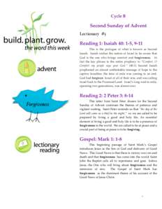 Cycle B  Second Sunday of Advent Lectionary #5  Reading 1: Isaiah 40: 1-5, 9-11
