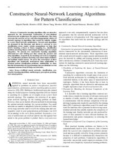 436  IEEE TRANSACTIONS ON NEURAL NETWORKS, VOL. 11, NO. 2, MARCH 2000 Constructive Neural-Network Learning Algorithms for Pattern Classification