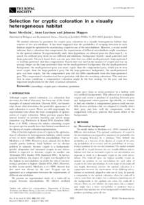 doirspbSelection for cryptic coloration in a visually heterogeneous habitat Sami Merilaita *, Anne Lyytinen and Johanna Mapp es Department of Biological and Environmental Science, University of JyvÌ