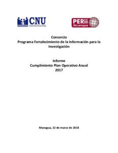 Consorcio Programa Fortalecimiento de la Información para la Investigación Informe Cumplimiento Plan Operativo Anual