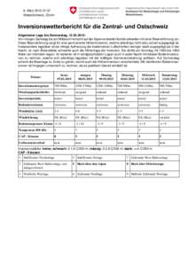 6. März[removed]:57 MeteoSchweiz, Zürich Inversionswetterbericht für die Zentral- und Ostschweiz Allgemeine Lage bis Donnerstag, [removed]: Von morgen Samstag bis am Mittwoch herrscht auf der Alpennordseite Hochdruckw