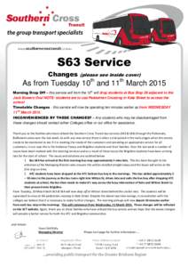 S63 Service Changes (please see inside cover) th th