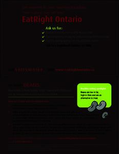 Get answers to your nutrition questions from a place you can trust EatRight Ontario Ask us for: