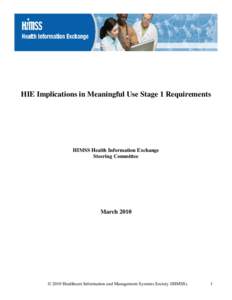 Meaningful use Phase 1 – correlation to HIE