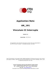 Application Note AN_191 Vinculum-II Interrupts Version 1.0  Issue Date: [removed]