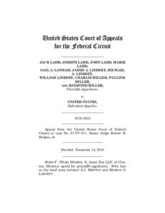 United States Court of Appeals for the Federal Circuit __________________________ JACK LADD, JOBETH LADD, JOHN LADD, MARIE LADD, GAIL A. LANHAM, JAMES A. LINDSEY, MICHAEL