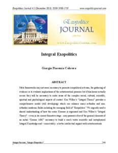 Exopolitics Journal 4:2 (December[removed]ISSN[removed]www.exopoliticsjournal.com Integral Exopolitics Giorgio Piacenza Cabrera
