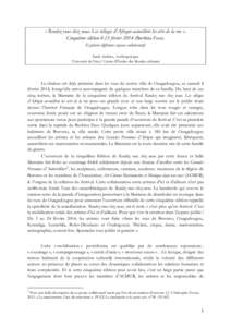 « Rendez vous chez nous. Les villages d’Afrique accueillent les arts de la rue ». Cinquième édition-8-23 févrierBurkina Faso). Explorer différents espaces collaboratifs Sarah Andrieu, Anthropologue Univers