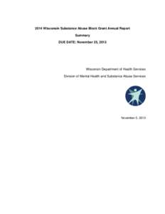 2014 Wisconsin Substance Abuse Block Grant Annual Report Summary DUE DATE: November 25, 2013 Wisconsin Department of Health Services Division of Mental Health and Substance Abuse Services