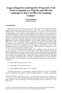 Usage of Imperfect and Imperfect Progressive Verb Forms in Spanish as a Majority and Minority Language: Is There an Effect for Language Contact?