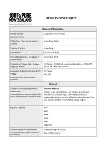 RESULTS COVER SHEET General Information Media name(s) Jacqueline Anne Phillips