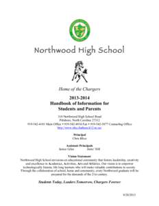 Northwood High School  Home of the Chargers[removed]Handbook of Information for Students and Parents