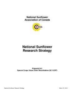 National Sunflower Association of Canada National Sunflower Research Strategy