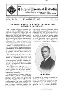 The Manufacture of Radium, Uranium and Vanadium in Chicago - July 1917