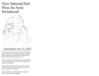 Zion National Park Plein Air Artist Invitational November 4 to 11, 2013