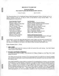 MINUTES OF THE MEETING GOVERNING BOARD SOUTHWEST FLORIDA WATER MANAGEMENT DISTRICT TAMPA, FLORIDA  MAY 19, 2015