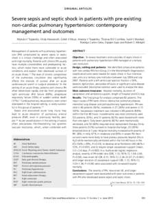 OR I G I N A L A R T I C L E S  Severe sepsis and septic shock in patients with pre-existing non-cardiac pulmonary hypertension: contemporary management and outcomes Mykola V Tsapenko, Vitaly Herasevich, Girish K Mour, A