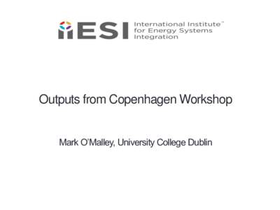 Outputs from Copenhagen Workshop Mark O’Malley, University College Dublin Multiple Stakeholders  Desired outcomes