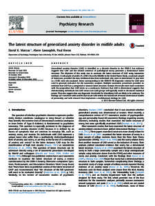 Psychiatry Research[removed]–371  Contents lists available at ScienceDirect Psychiatry Research journal homepage: www.elsevier.com/locate/psychres
