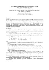 PARAMETERS OF CASCADE GAMMA DECAY OF 153 Sm COMPOUND-STATES Nguyen Ngoc Anh1, Nguyen Xuan Hai1, Pham Dinh Khang1, Ho Huu Thang1, A.M. Sukhovoj2, L.V. Mitsyna2 1