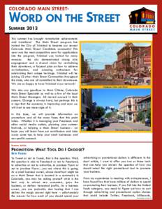 COLORADO MAIN STREET  ® WORD ON THE STREET SUMMER 2013