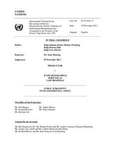 UNITED NATIONS International Tribunal for the Prosecution of Persons Responsible for Serious Violations of International Humanitarian Law