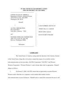 Complaint : U.S. v. Alltel Corporation and Western Wireless Corporation