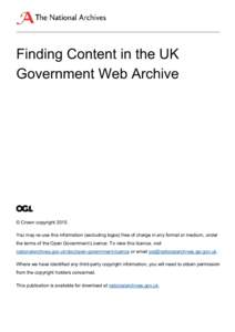 Finding content in the UK Government Web Archive