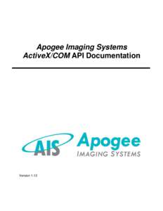 Apogee Imaging Systems ActiveX/COM API Documentation Version 1.13  Disclaimer