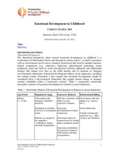 Emotional Development in Childhood