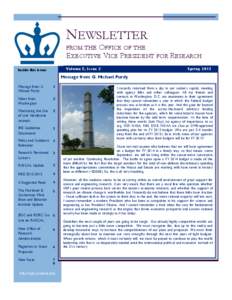NEWSLETTER  FROM THE OFFICE OF THE EXECUTIVE VICE PRESIDENT FOR Volume 5, Issue 2