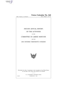 1  Union Calendar No. 545 113th Congress, 2d Session – – – – – – – – – – – – House Report 113–714  SECOND ANNUAL REPORT