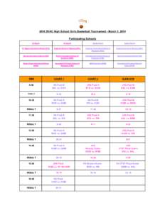 2014 DVAC High School Girls Basketball Tournament ­ March 1, 2014 Participating Schools JV Pool A JV Pool B