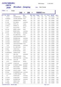 Luxemburg Open Résultats : Jumping 2010 Classe : L