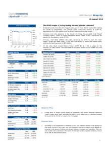 ASE Market Wrap-Up 13 August 2014 The ASE snaps a 3-day losing streak; stocks rebound  30