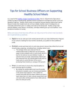Tips for School Business Officers on Supporting Healthy School Meals