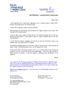 Microsoft Word - Key Module Lymphoedema Testimonial Mandy.doc