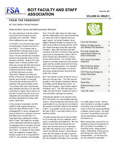 BCIT FACULTY AND STAFF ASSOCIATION September[removed]VOLUME 40, ISSUE 1