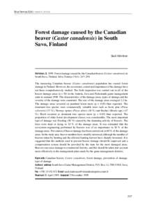 Härkönen Silva Fennica[removed]research articles Forest Damage Caused by the Canadian Beaver (Castor canadensis) in South Savo, Finland  Forest damage caused by the Canadian