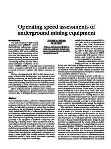 Operating Speed Assessments of Underground Mining Equipment