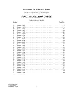 Rulemaking: Final Regulation Order For LEVII and CAP2000 Amendments