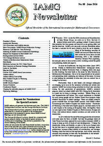 IAMG Newsletter No. 88 June[removed]Official Newsletter of the International Association for Mathematical Geosciences