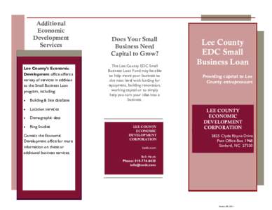 Additional Economic Development Services  Lee County’s Economic