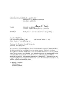 Mine Safety and Health Administration (MSHA) - Non-chargeable Mine Death Report (Metal/Nonmetal) - Meadows Stone & Paving, Inc. Meadows Stone & Paving, Inc. March 12, 2007